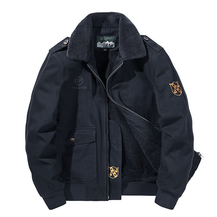 Herren nan gefütterte Pilot-Bomberjacke mit Teddykragen, verdecktem Reißverschluss und funktionalen Klapptaschen Echo Archiv