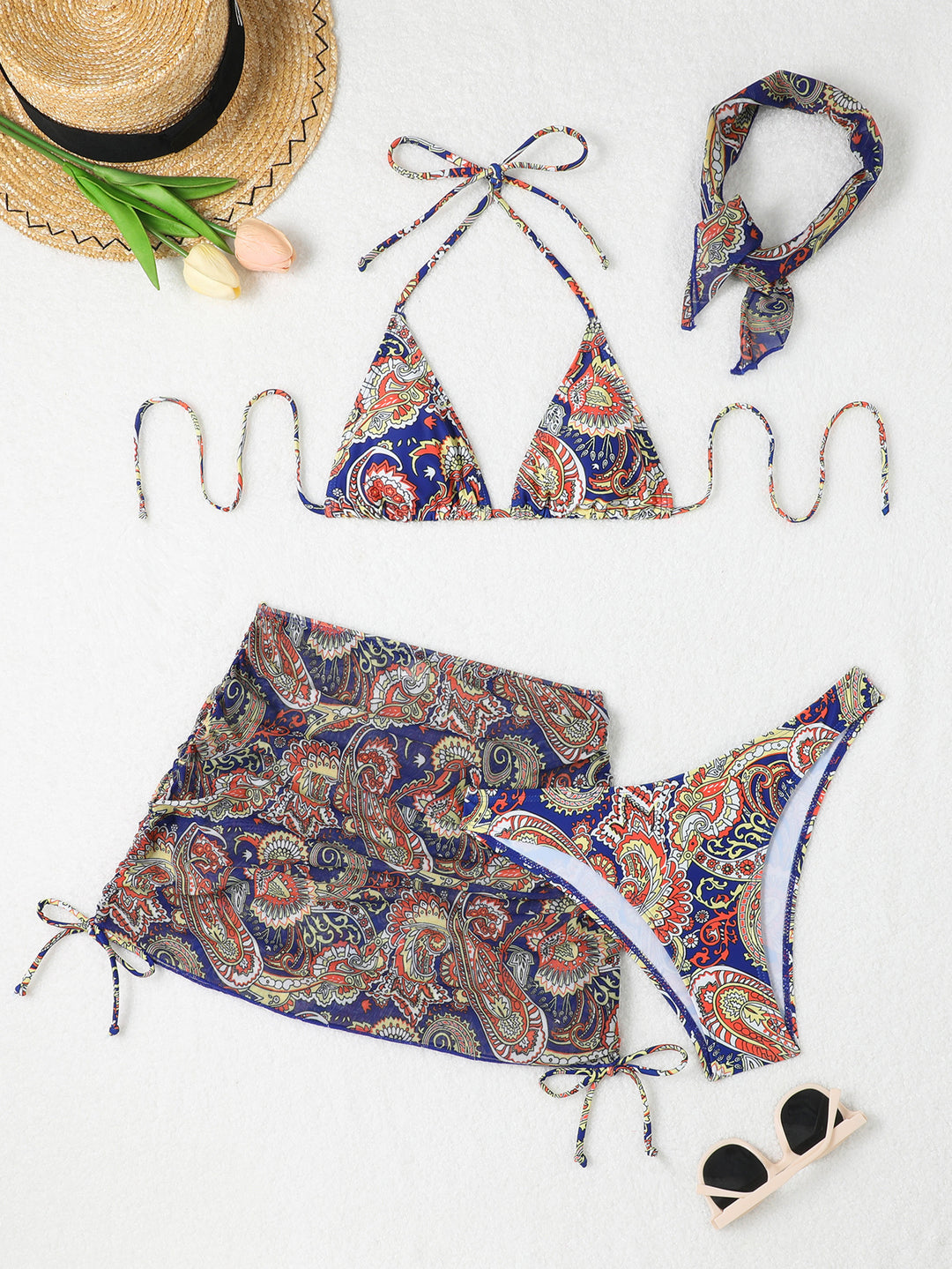 Damen Bikini-Set mit verstellbaren Trägern und modischer Wickelrock Echo Archiv
