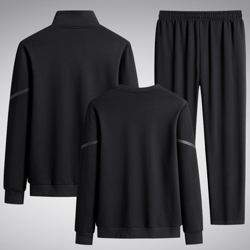 Herren Dreiteiliges Performance-Trainingsset mit Stehkragen-Zipjacke, Rundhals-Sweater & tapered Jogginghose Echoarchiv