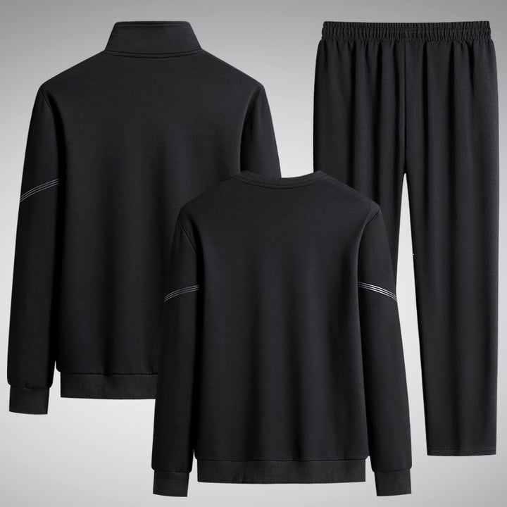 Herren Dreiteiliges Performance-Trainingsset mit Stehkragen-Zipjacke, Rundhals-Sweater & tapered Jogginghose Echoarchiv