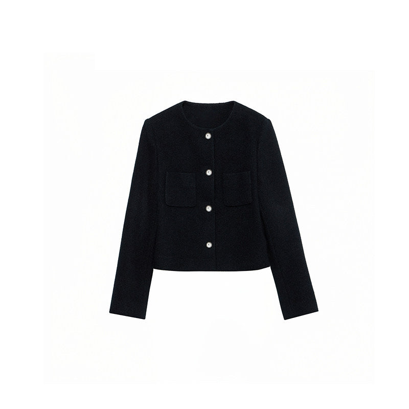 Damen moderne Cropped Jacke mit eleganten Knöpfen Echoarchiv