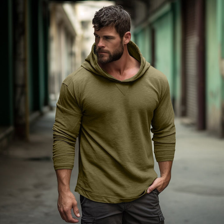 Herren modisches Langarm-Hoodie mit V-Ausschnitt Echoarchiv
