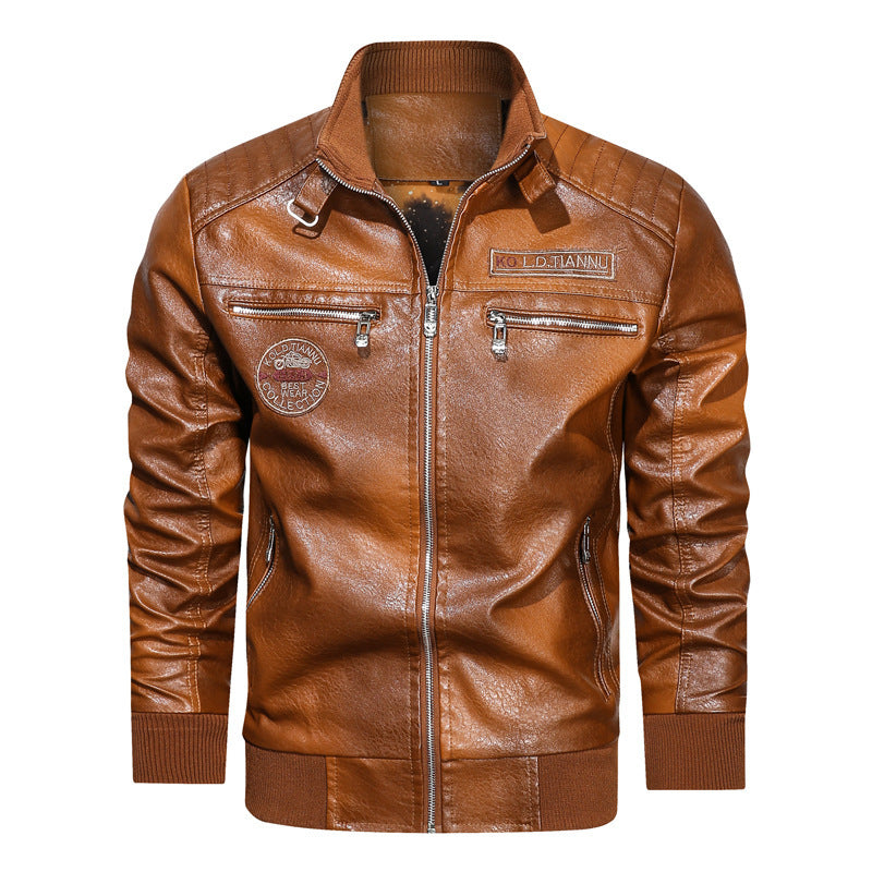 Herren Kunstleder‑Pilotenblouson im Aviator‑Look mit gesteppter Schulterpartie und Reißverschluss‑Taschen Echoarchiv