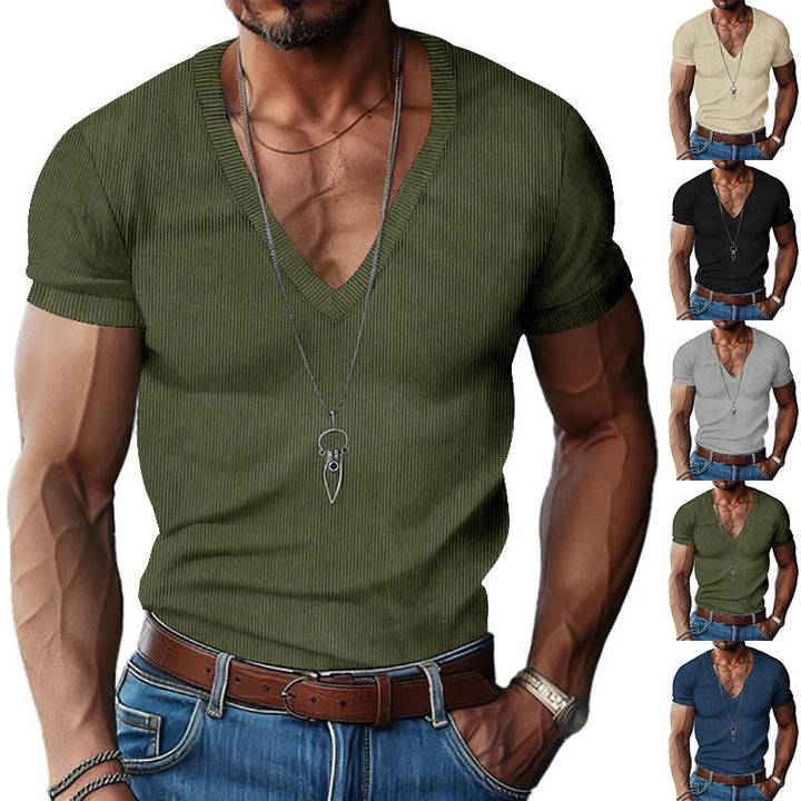 Herren Kurzarm V-Ausschnitt T-Shirt Echoarchiv