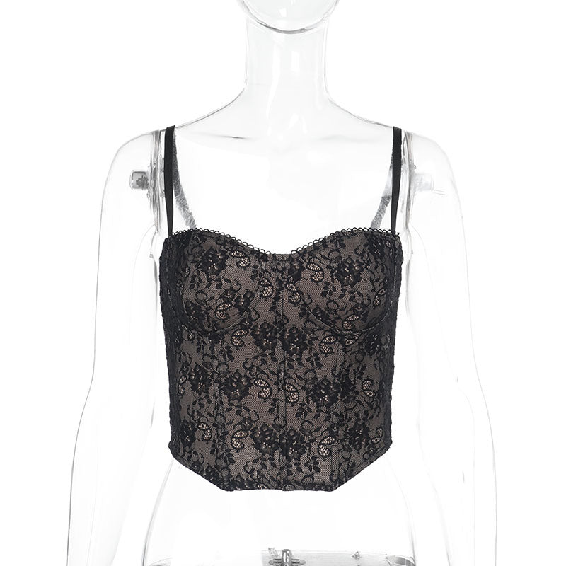 Damen Spitzen-Crop-Top mit verstellbaren Trägern Echo Archiv