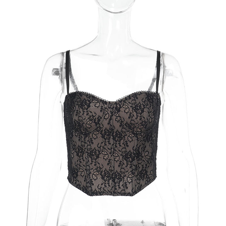 Damen Spitzen-Crop-Top mit verstellbaren Trägern Echo Archiv
