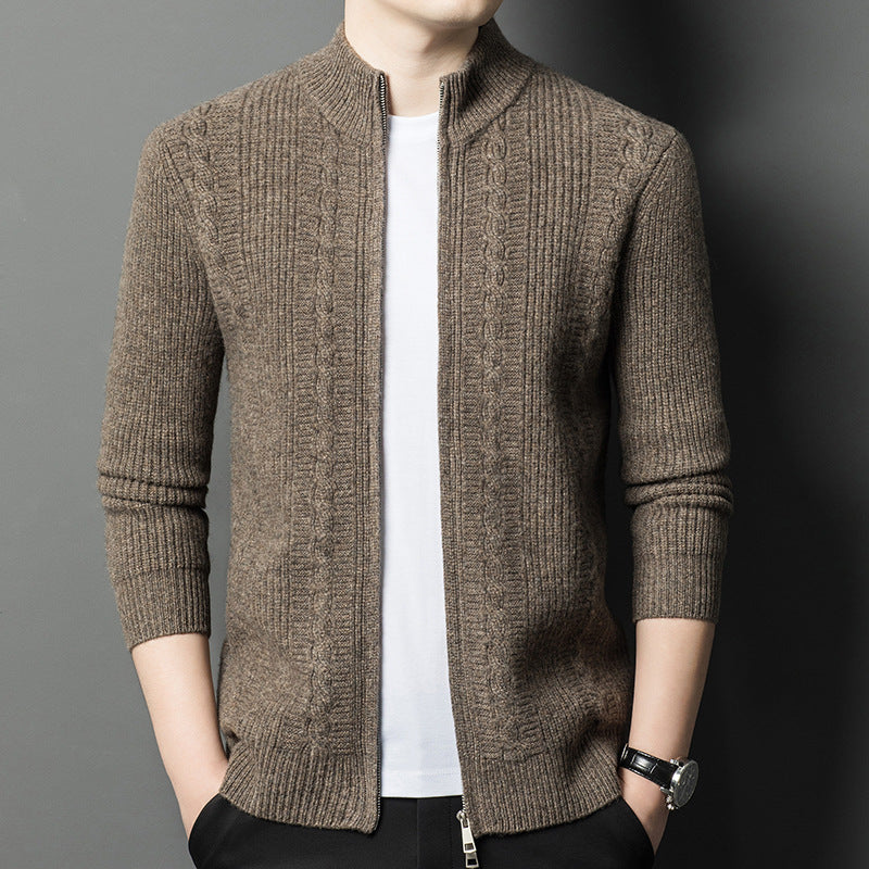 Herren elegante Strickjacke mit modernem Reißverschluss Echoarchiv