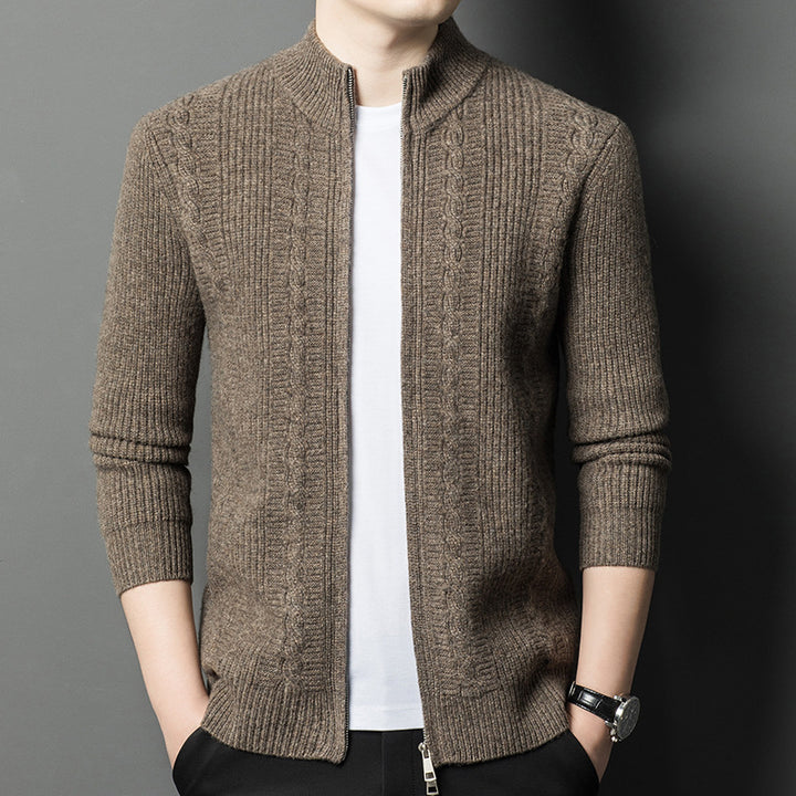 Herren elegante Strickjacke mit modernem Reißverschluss Echoarchiv