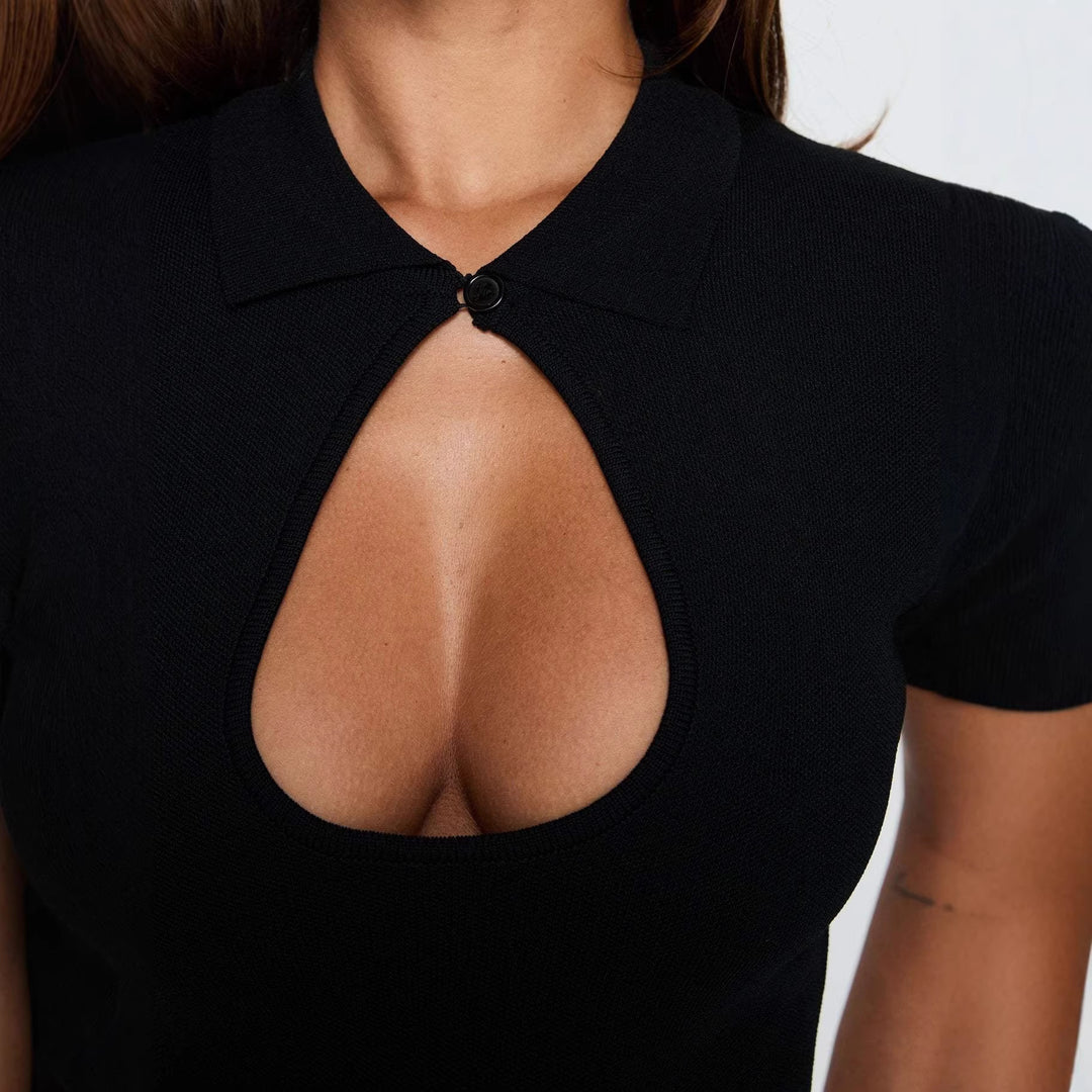 Damen figurbetontes Polo-Shirt mit schickem Cut-Out Echo Archiv