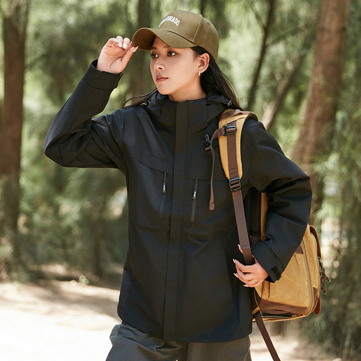 Herren technische Outdoorjacke mit Kapuze, wasserabweisender Membran und multifunktionalen Reißverschlusstaschen Echoarchiv