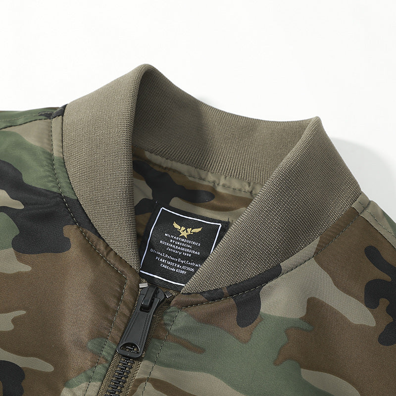 Herren Bomberjacke im Camouflage-Utility-Stil mit Ärmeltasche und Rippbündchen – Brevano