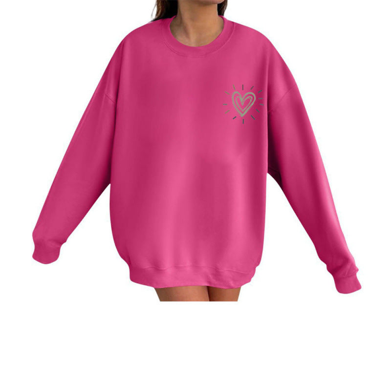 Damen Bequemer Sweatshirt mit Herzmotiv Echoarchiv