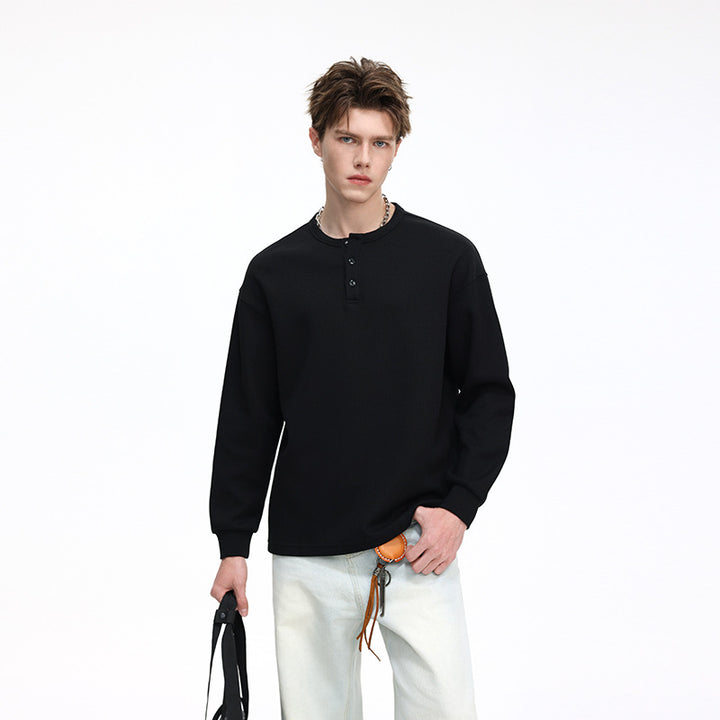 Herren Waffelstruktur-Henley-Thermashirt mit Knopfleiste und Relaxed-Fit Echo Archiv