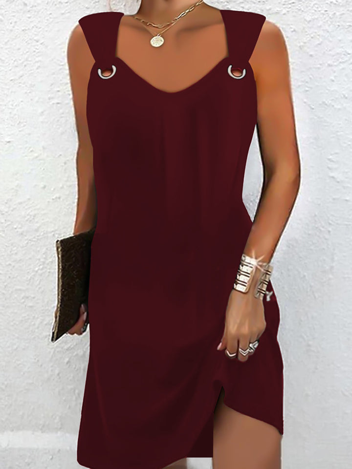 Damen minimalistisch gestaltetes Kleid mit schulterfreien Riemen und seitlichem Schlitz Echo Archiv
