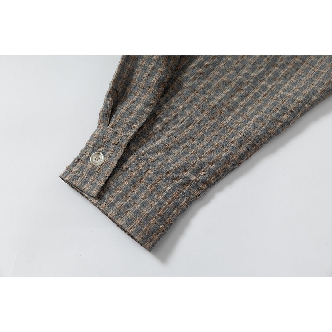 Herren Leichtes Karo-Overshirt aus Baumwollmischung mit geradem Saum und aufgesetzter Brusttasche Echoarchiv