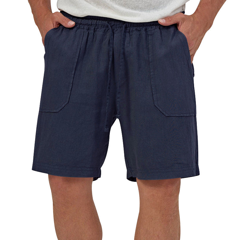 Herren lässige Leinen-Shorts mit elastischem Bund und seitlichen Eingrifftaschen Echoarchiv