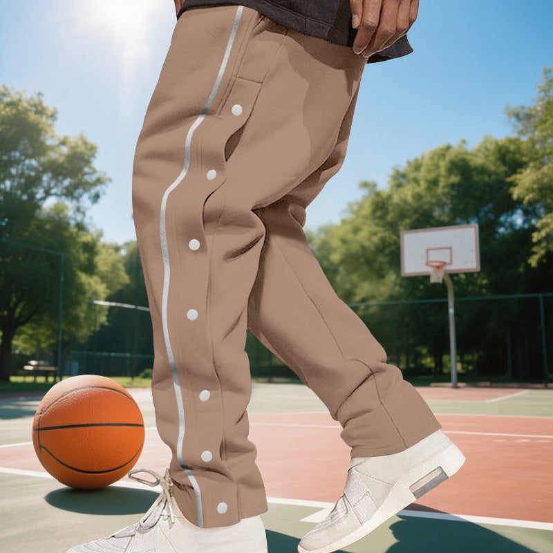 Herren Sportliche Freizeit-Hose mit Knopfdetails und Kontraststreifen Echoarchiv
