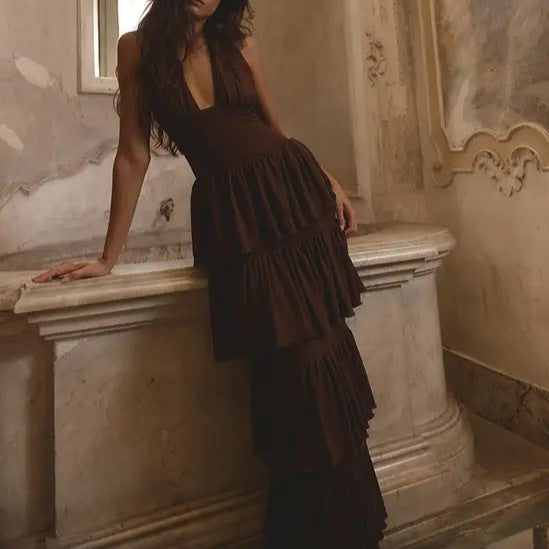 Damen Festliches Maxikleid mit Volantröcken Echo Archiv