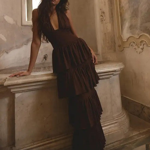 Damen Festliches Maxikleid mit Volantröcken Echo Archiv
