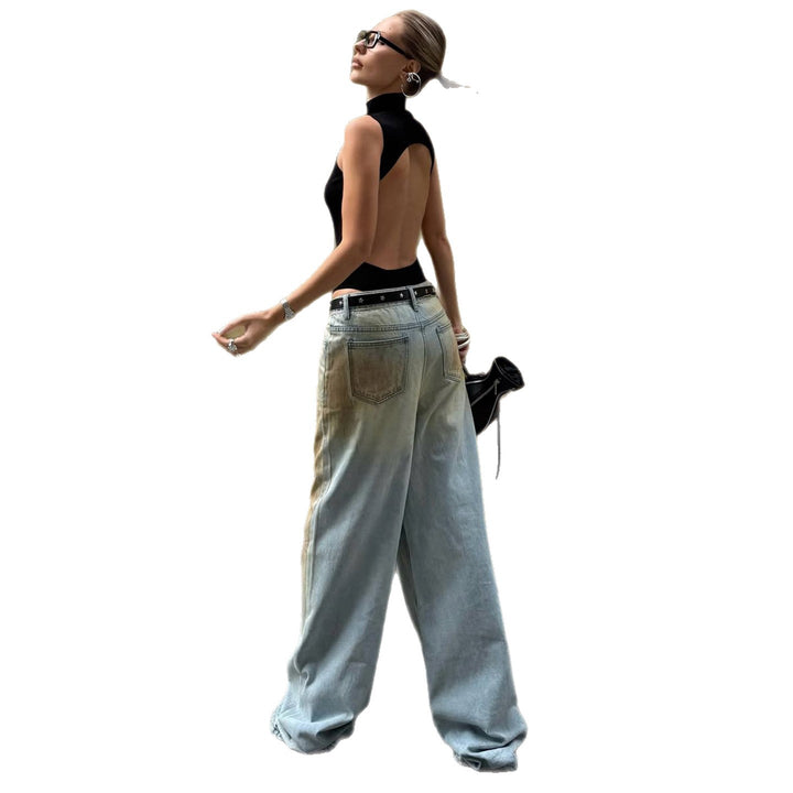 Damen weite Jeans mit einzigartigem Vintage-Waschung Echo Archiv