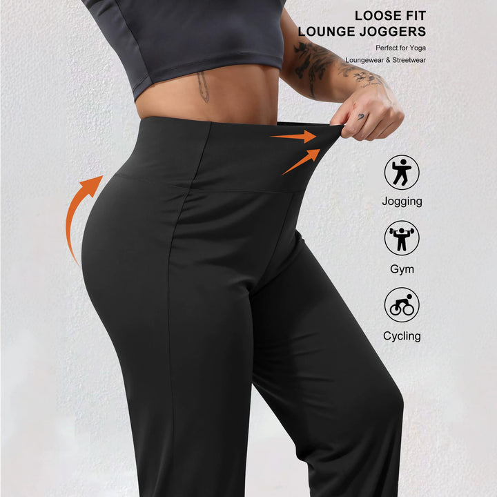 Damen Harem-Loungehose mit hoher Taille, taillierendem Schnitt und elastischen Bündchen echoarchiv-