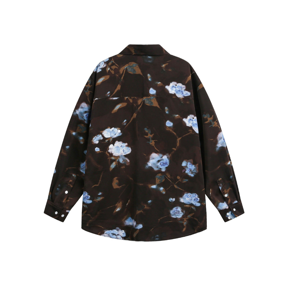 Damen Oversize-Hemdbluse mit floraler Aquarell-Print und Brusttasche Echoarchiv