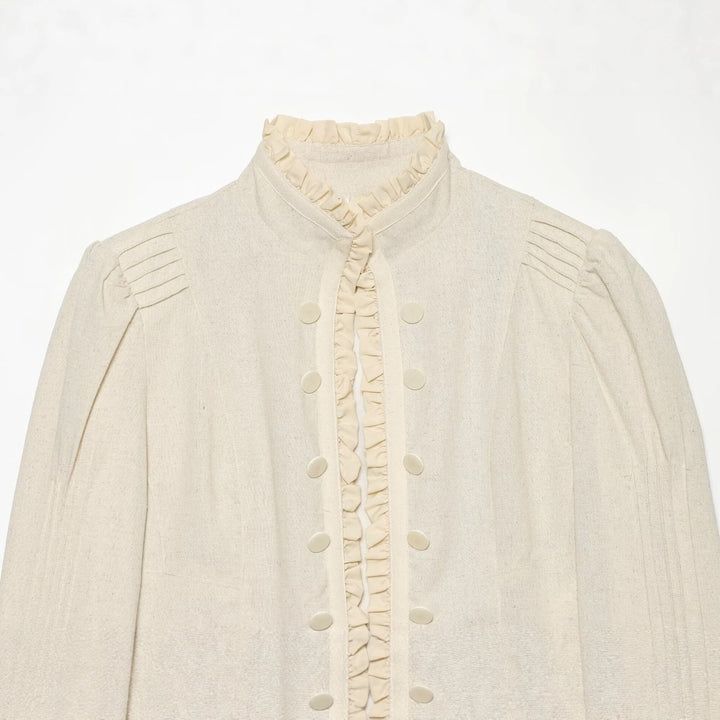 Damen Kurzjacke mit Rüschenkragen und dekorativer Doppelknopfleiste Echo Archiv