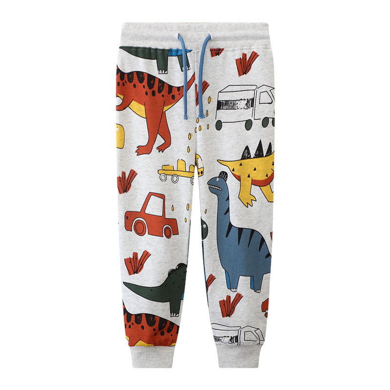 Jungen Jogginghose mit buntem Dinosaurier- und Fahrzeug-Design Echo Archiv