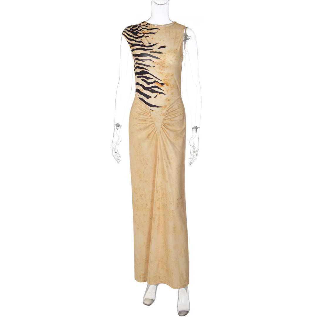 Damen Maxikleid mit raffinierter Drapierung und Animal-Print Echo Archiv