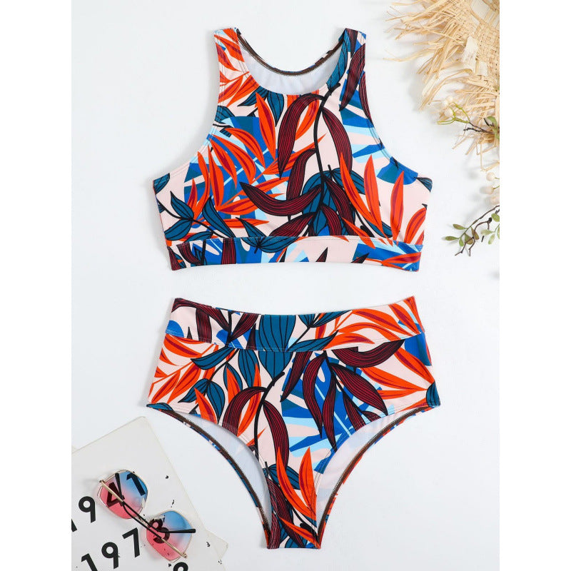 Damen Bikini-Set mit hohem Bund und sportlichem Oberteil Echo Archiv