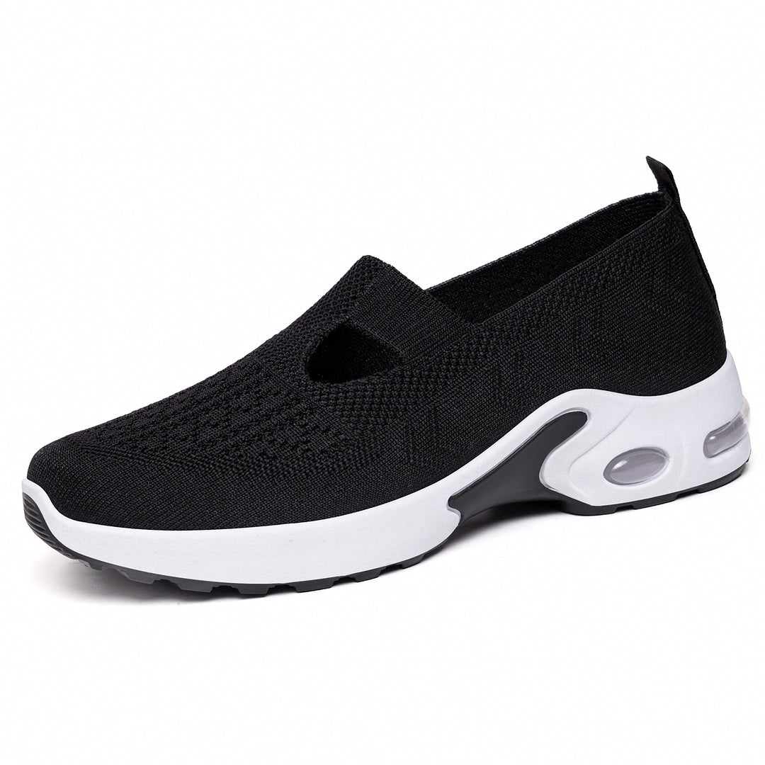 Damen nan gestrickter Schlupf-Sportslipper mit elastischem Einstieg, Cut-Out-Detail und sichtbarer Luftdämpfung Echo Archiv