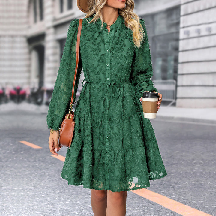 Damen Elegantes Langarmkleid mit Rüschen Echo Archiv