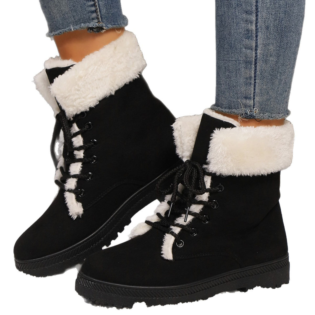 Damen Gefütterte Schnür-Boots mit Kunstfellkragen und robuster Profilsohle Echo Archiv