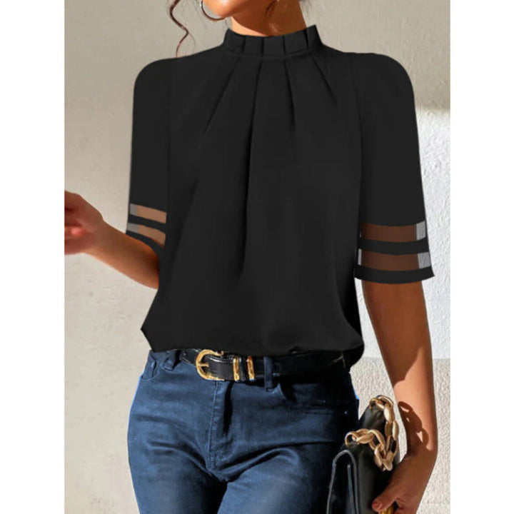 Damen elegante Bluse mit transparenten Ärmeln Echoarchiv