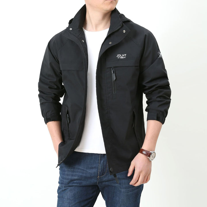 Herren Leichte Softshell-Utilityjacke mit Kapuze, winddichter Shell und Mehrfachtaschen Echoarchiv