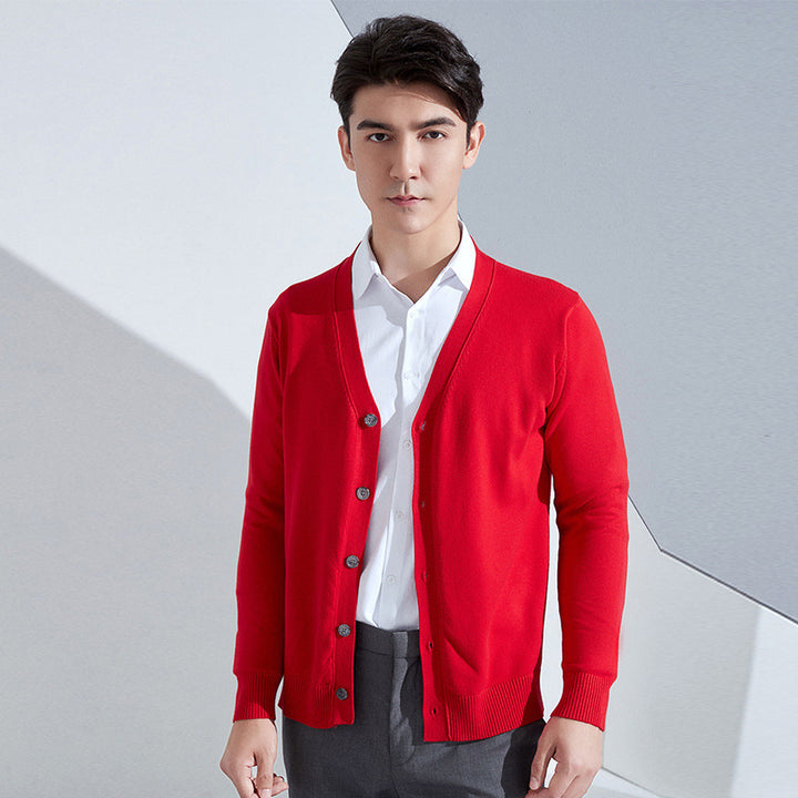 Herren Leichter Feinstrick-Cardigan mit V‑Ausschnitt und Business‑Silhouette Echoarchiv