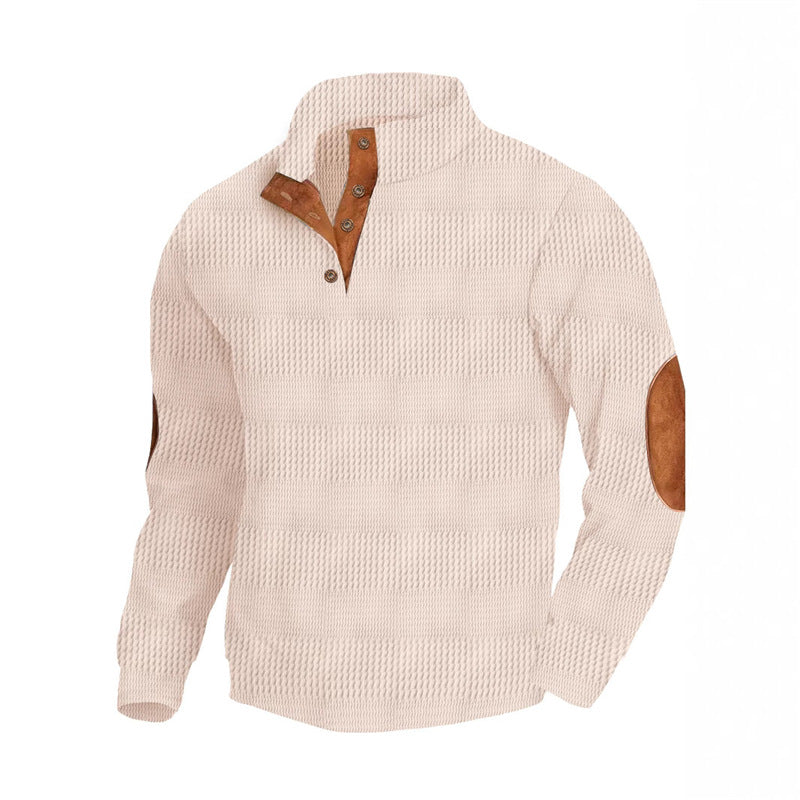 Herren modischer Pullover mit strukturiertem Design und Lederdetails Echoarchiv