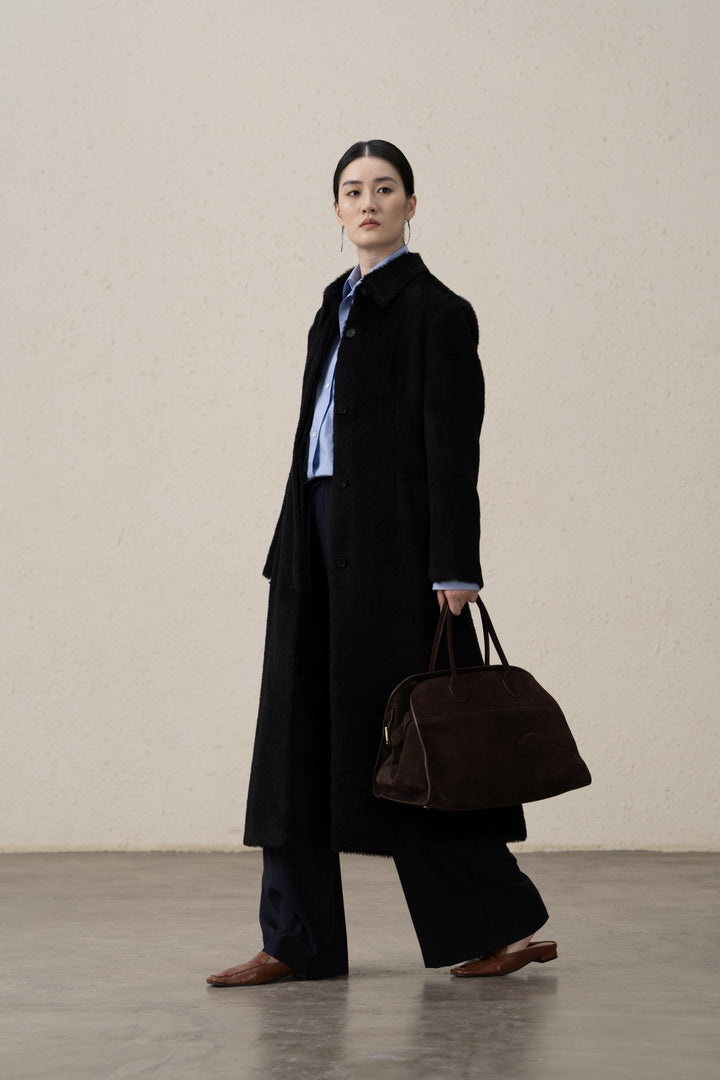 Damen Eleganter Langhaarmantel Echoarchiv
