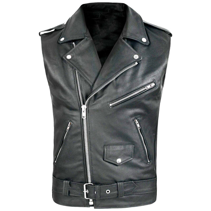 Herren stylische ärmellose Bikerjacke aus hochwertigem Leder Echoarchiv