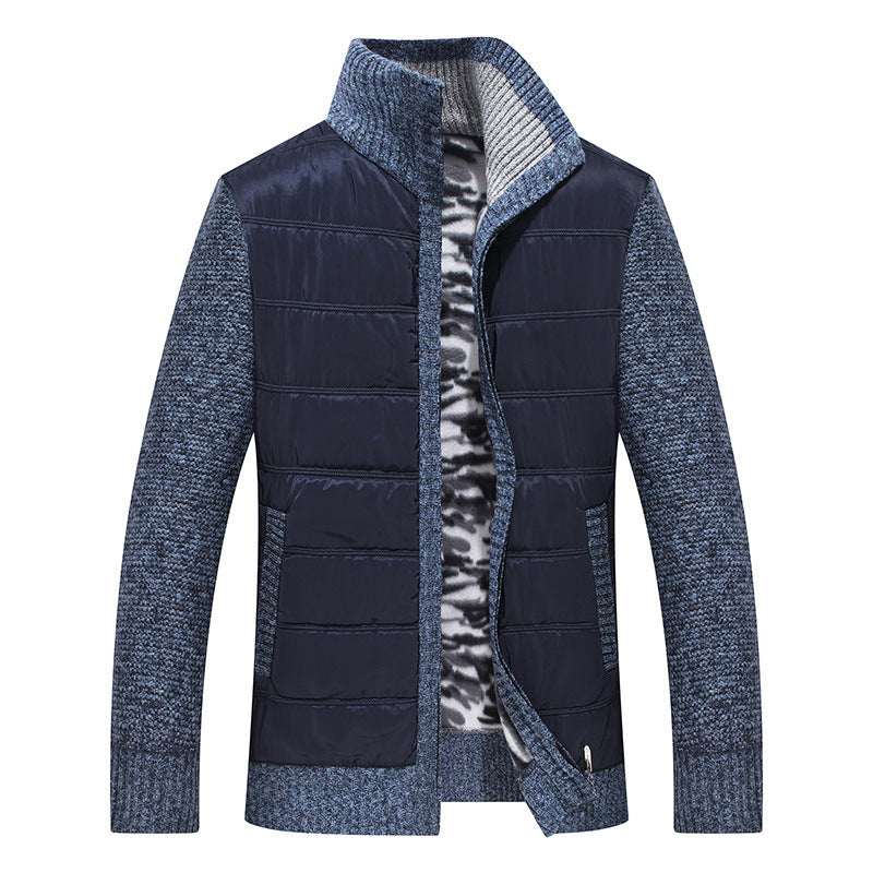 Herren gesteppte Übergangsjacke mit Strickärmeln und hohem Kragen Echoarchiv