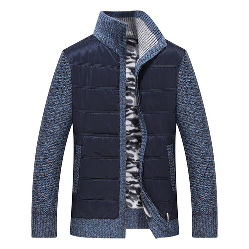 Herren gesteppte Übergangsjacke mit Strickärmeln und hohem Kragen Echoarchiv