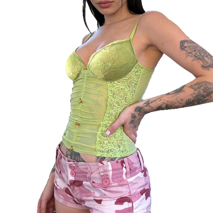 Damen Spitzen-Camisole mit wunderschöner Raffung und knopfartigen Akzenten Echo Archiv