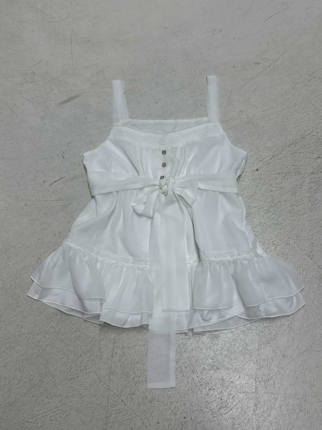 Damen luftiges Spaghetti-Trägertop mit Rüschendetails und dekorativer Schleife Echo Archiv