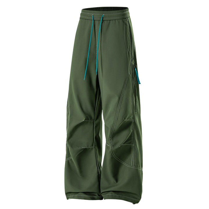 Herren lockere Cargo-Hose mit elastischem Bund, Kordelzug und seitlichem Reißverschlussfach – Bravaro