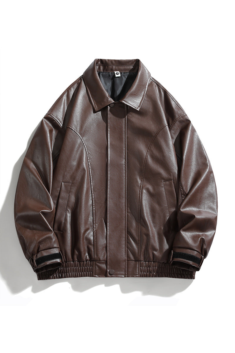 Herren lässige Kunstlederjacke mit elastischem Bund Echoarchiv