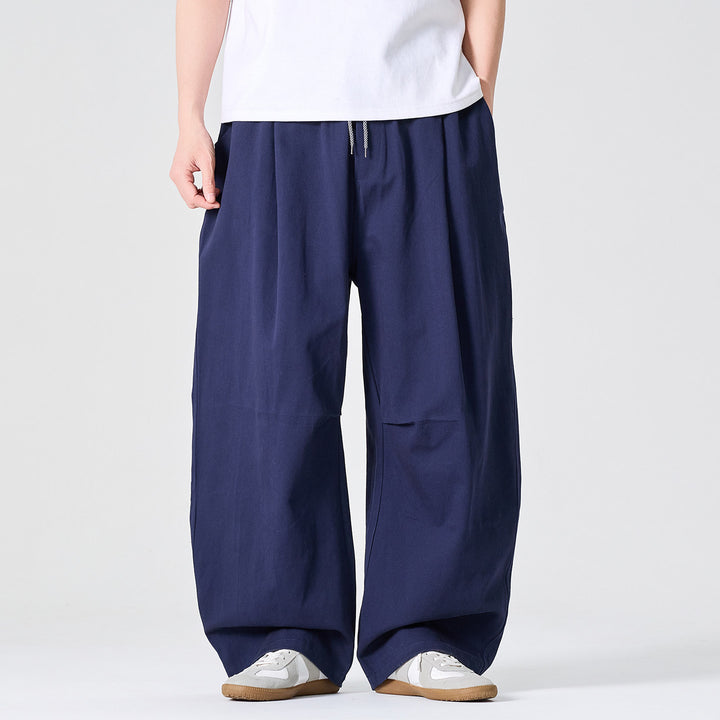 Herren Weite Relaxed-Fit Stoffhose mit Tunnelzug und Bundfalten Echo Archiv