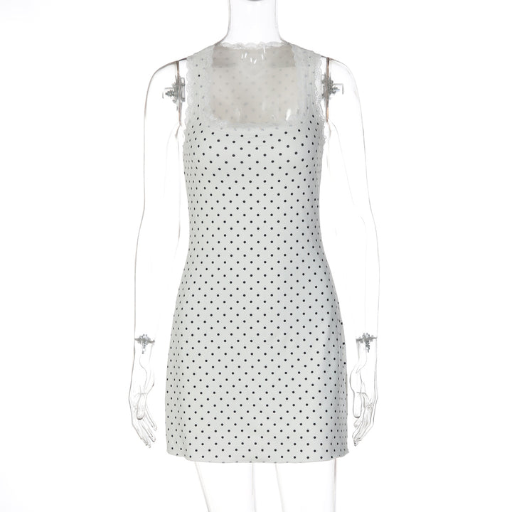 Damen Verspieltes Minikleid mit Punkten und Spitzenbesatz Echo Archiv