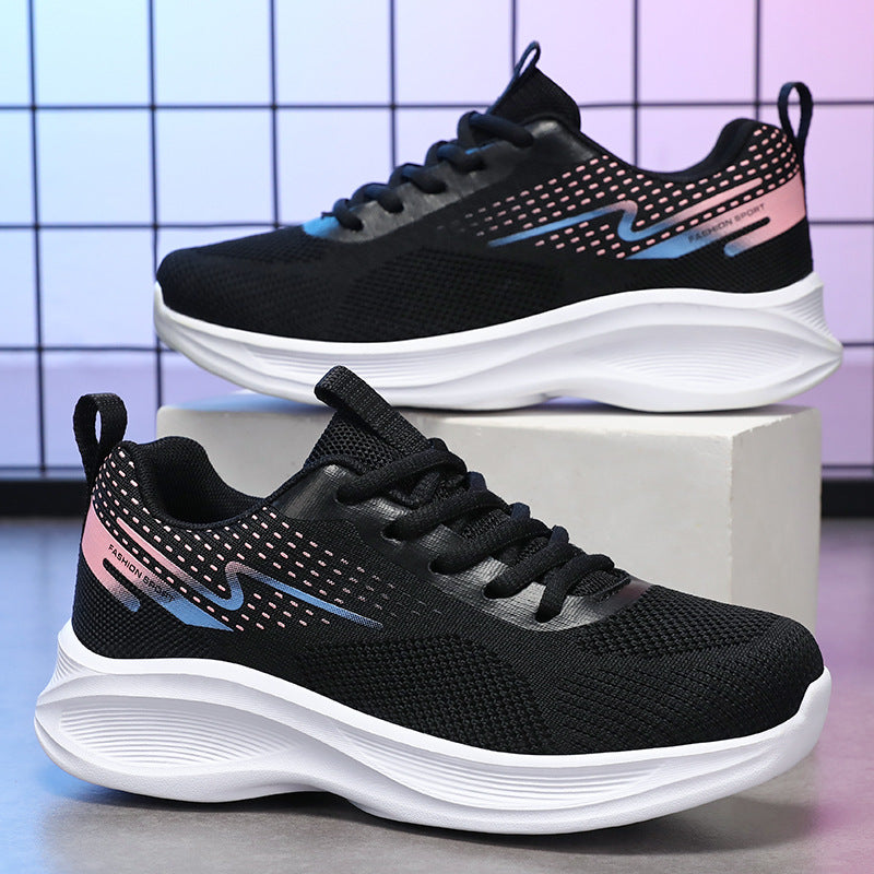 Damen nan leichte atmungsaktive Strick-Laufsneaker mit Memory-Schaum-Fußbett und dämpfender EVA-Plateausohle Echo Archiv