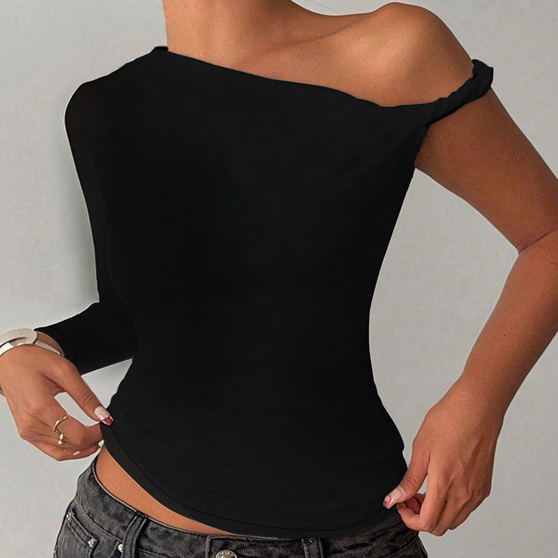 Damen asymmetrisches Langarmoberteil mit schulterfreiem Design Echo Archiv