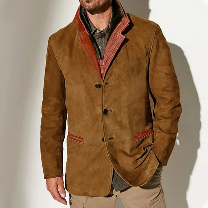 Herren elegante Wildlederjacke mit Kontrastdetails Echoarchiv